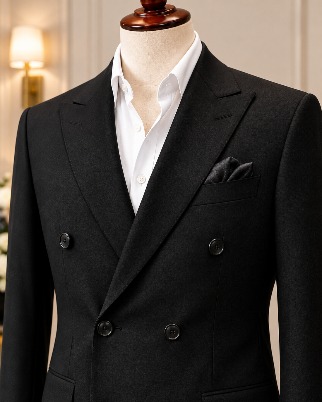 Midnight Black Double-Breasted Suit
