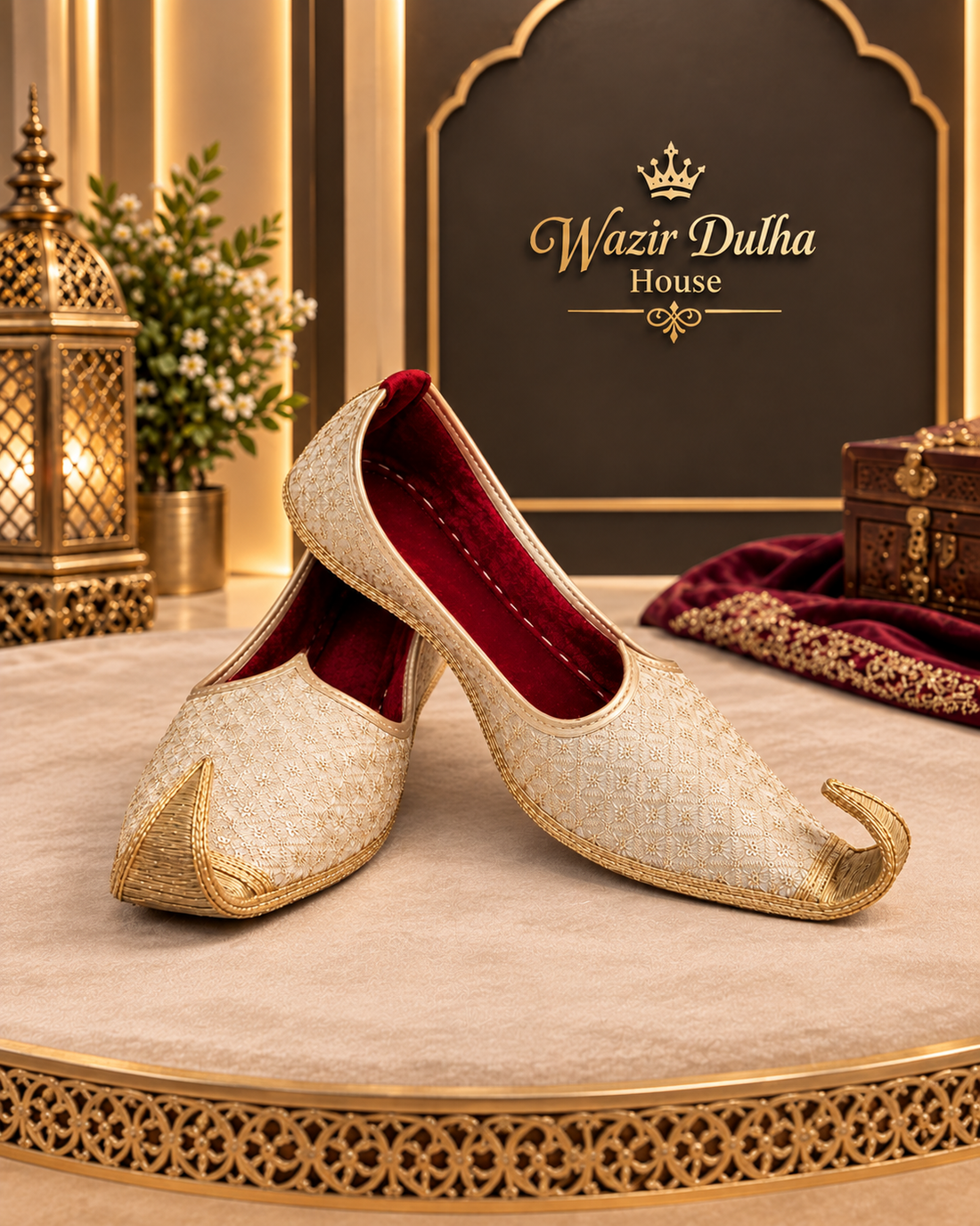 Ivory Nawab Gold-Tip Khussa