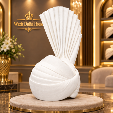 Ivory Royal Pleated Groom Turban