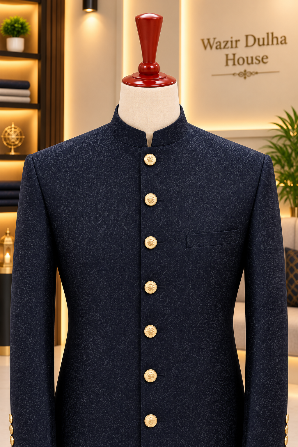 Midnight Navy Textured Prince Coat