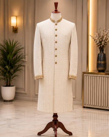 Ivory Gold Embroidered Sherwani