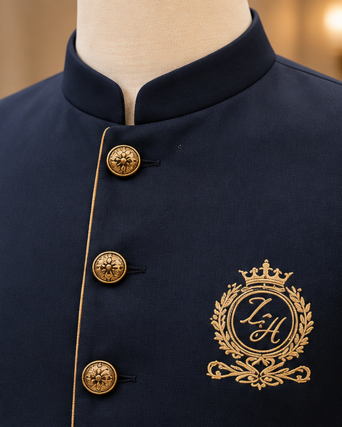 Royal Navy Embroidered Waistcoat with Gold Detailing